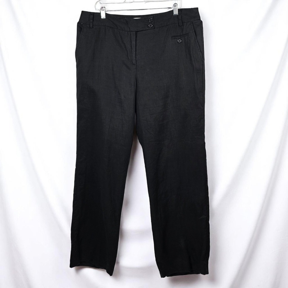 Richard Malcolm Linen‎ Pants Career Dress Casual Black Trousers Woman 14 Preppy